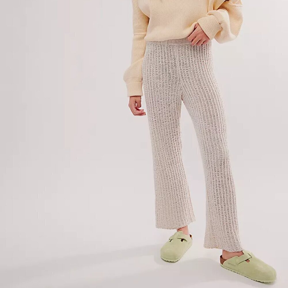 NWT Free People Veronica Beige Sweater Flare Pants